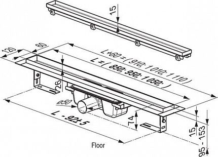 Душевой канал Ravak Floor OZ Ravak Floor 1050 - stainless