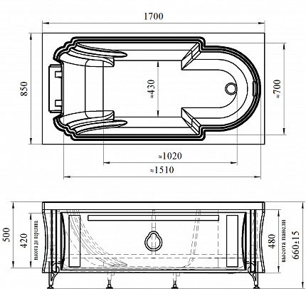 Акриловая ванна Radomir Анабель 170x85, золото