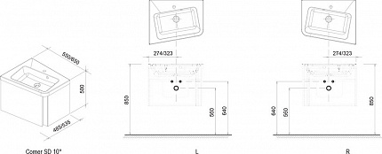 Тумба под умывальник Ravak SD 10° 550 L белая