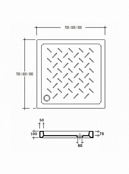 Душевой поддон квадратный керамический RGW CR Белый, 19170177-01