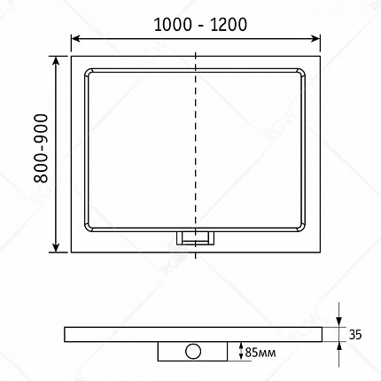 Душевой поддон прямоугольный RGW GWS-21 Белый, 03150282-01