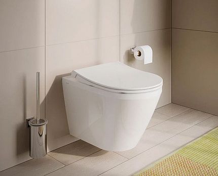 Комплект подвесной безободковый унитаз VitrA Integra Round, система инсталляции VitrA V12, кнопка Sirius глянцевый хром, тонкое сиденье микролифт