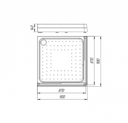 Душевой поддон Radomir 90,квадратный