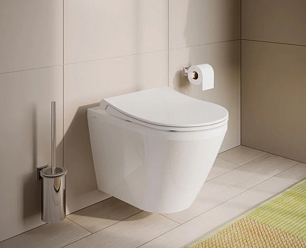 Комплект подвесной безободковый унитаз VitrA Integra Round, система инсталляции VitrA V12, кнопка Sirius глянцевый хром, тонкое сиденье микролифт