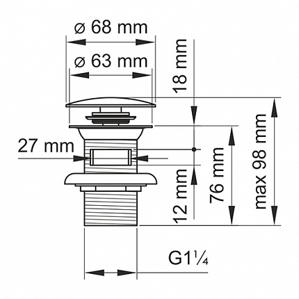 Донный клапан Wasserkraft Push-Up A153