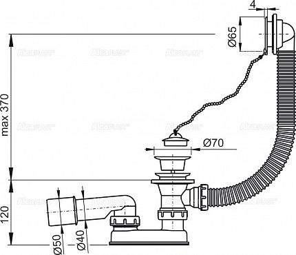 Сифон для ванны AlcaPlast A502