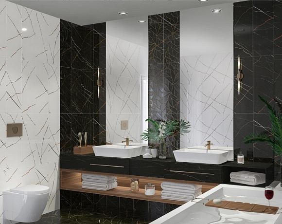 Плитка Eletto Ceramica Black & Gold. Фото в интерьере