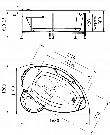 Акриловая ванна Vannesa Алари 168х120 R