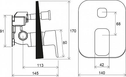 Смеситель настенный с переключателем Ravak 10° TD F 065.00 для R-box
