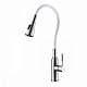 Смеситель Lemark Expert LM5082S-White для кухни, с гибким  изливом и 2-х фун. аэрат, сталь/белый